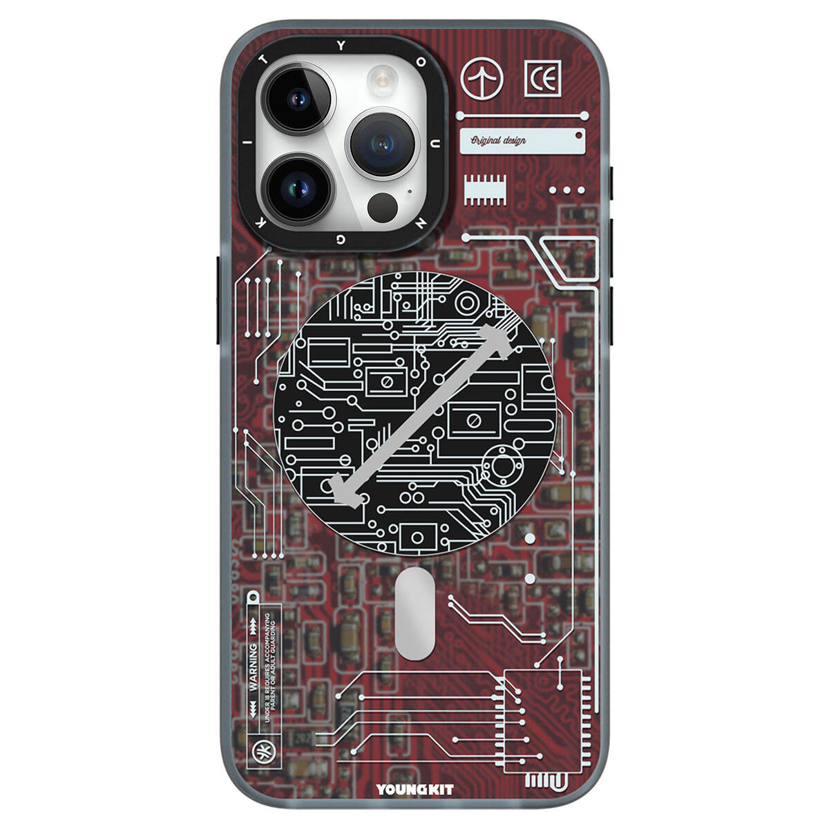 iPhone 15 Pro Max Kılıf Magsafe Şarj Özellikli YoungKit Technology Serisi Kılıf Kırmızı