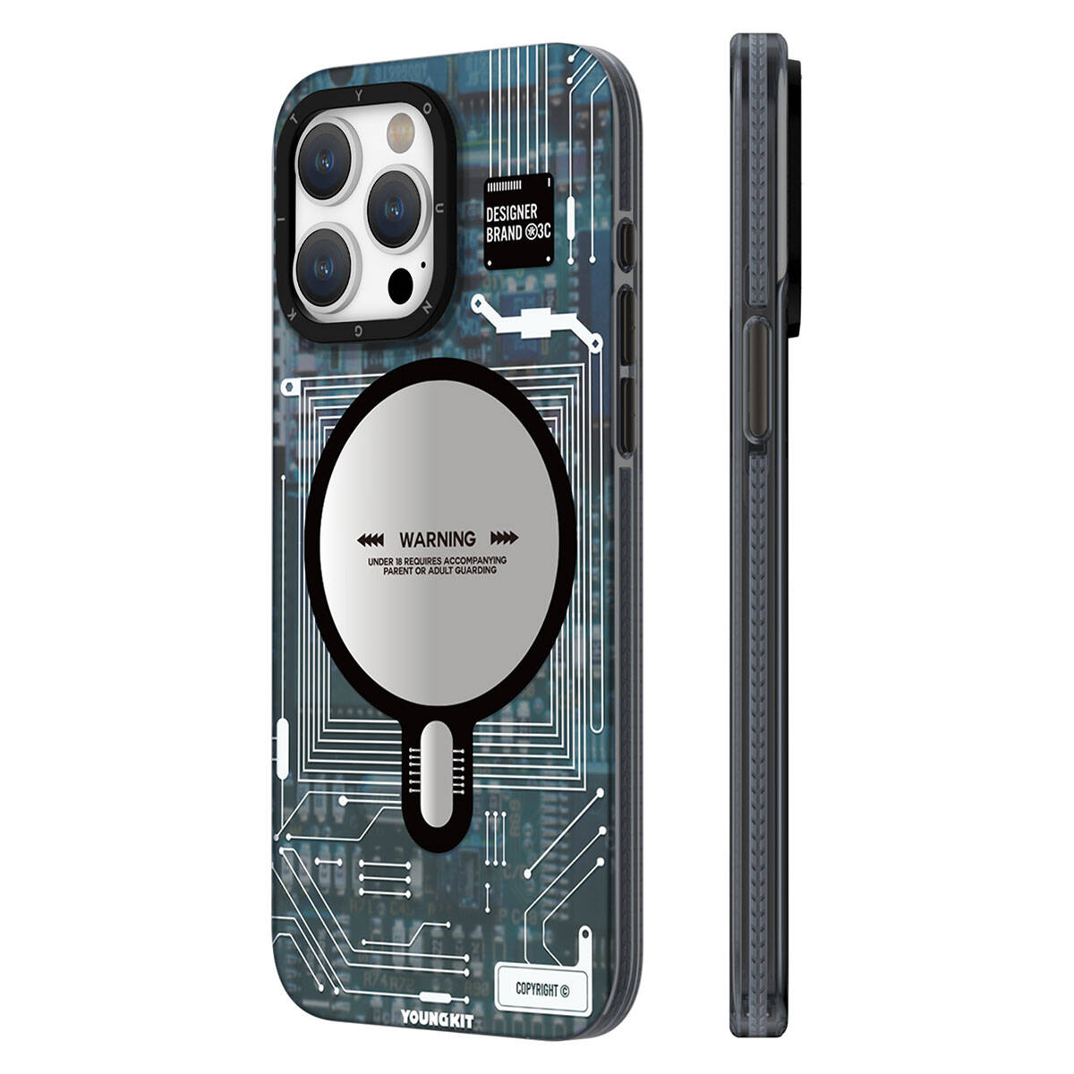 iPhone 15 Pro Max Kılıf Magsafe Şarj Özellikli YoungKit Technology Serisi Kılıf Mavi