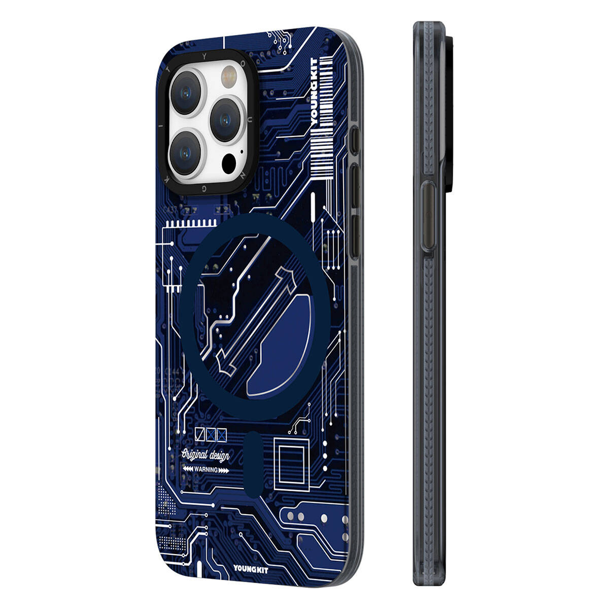 iPhone 15 Pro Max Kılıf Magsafe Şarj Özellikli YoungKit Technology Serisi Kılıf Lacivert