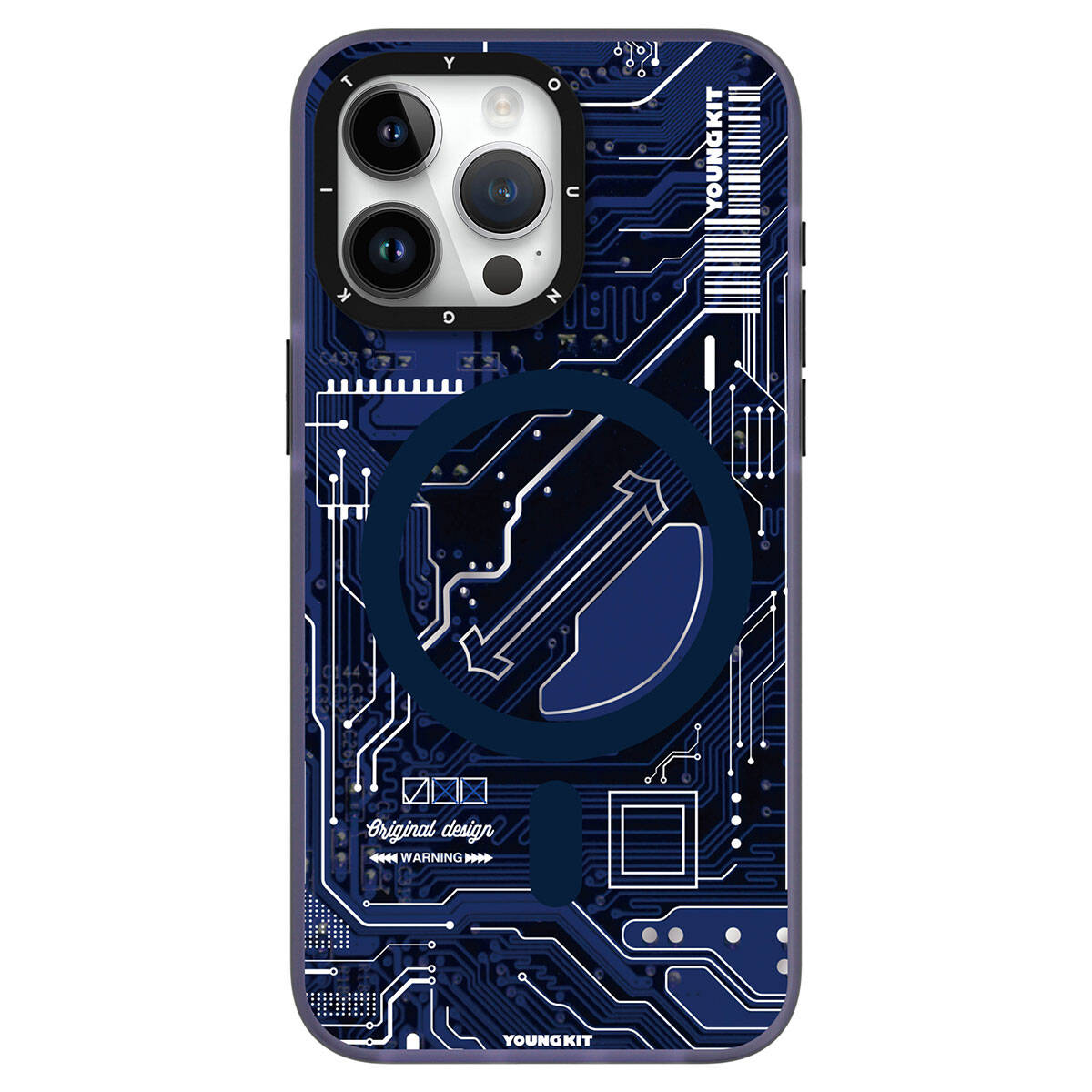 iPhone 15 Pro Max Kılıf Magsafe Şarj Özellikli YoungKit Technology Serisi Kılıf Lacivert