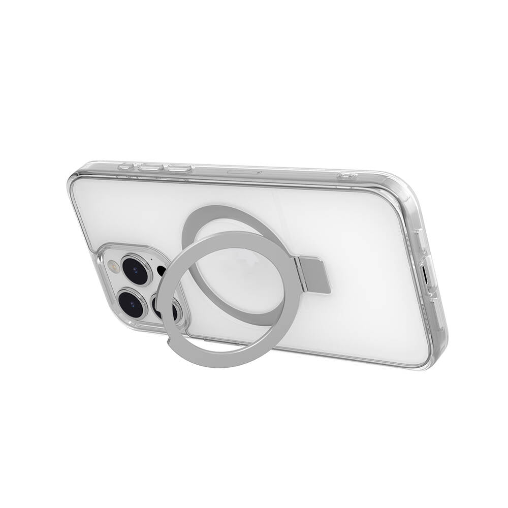 iPhone 15 Pro Max Kılıf Magsafe Şarj Özellikli Yüzük Standlı Lisanslı Switcheasy Magstand-M Kılıf Renksiz