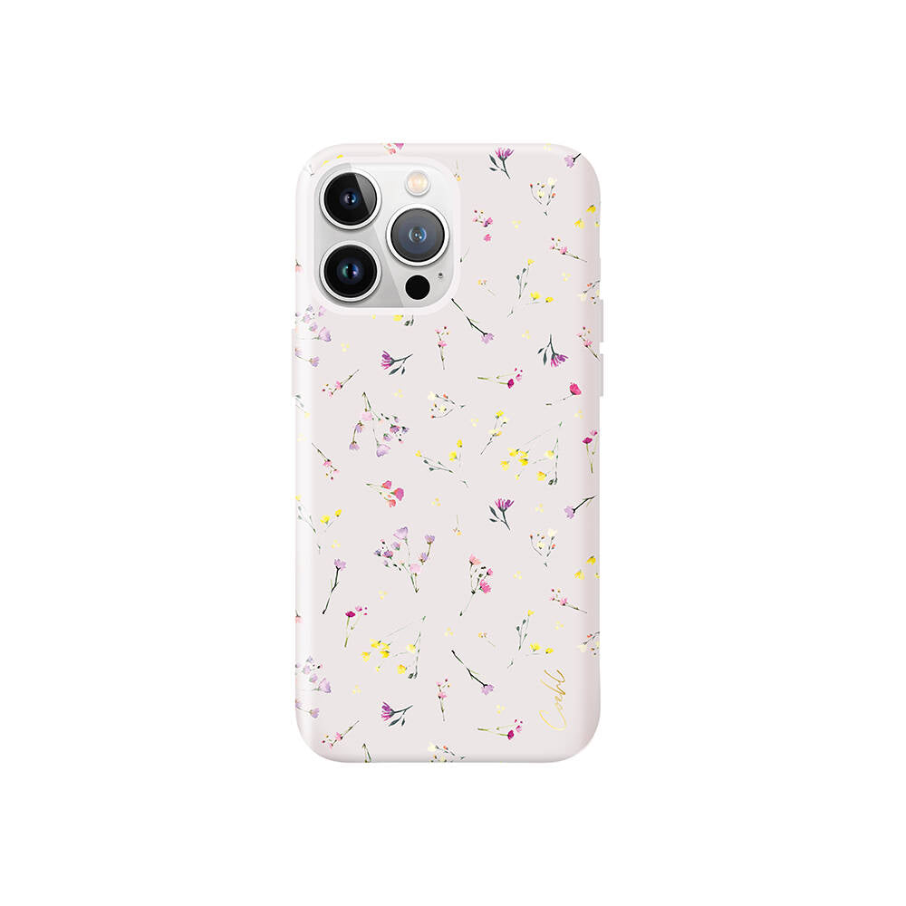 iPhone 15 Pro Max Kılıf Mini Çayır Çiçekleri Desenli Coehl Prairie Kılıf Pembe Açık