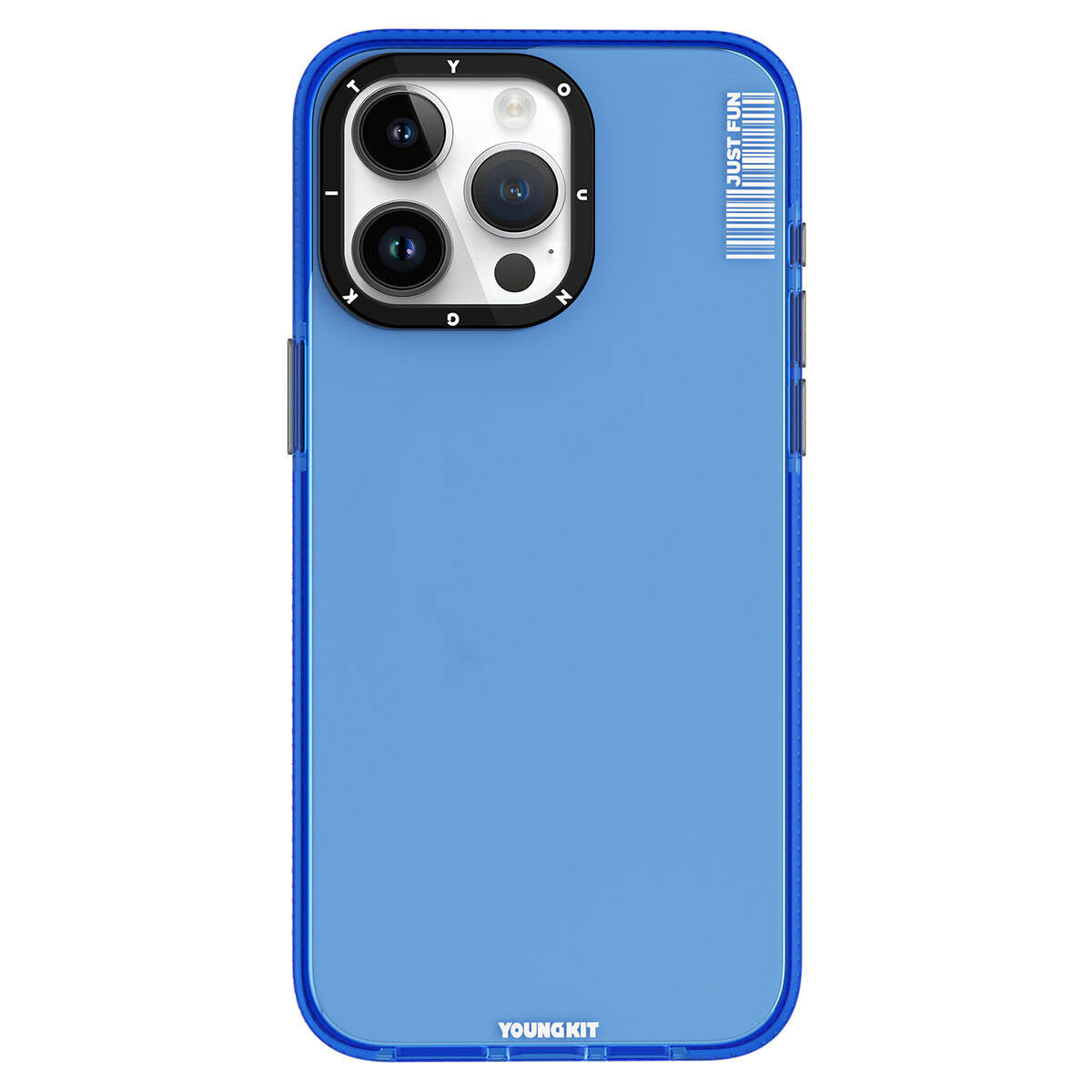 iPhone 15 Pro Max Kılıf Pürüzsüz Düz Arka Yüzey YoungKit Crystal Color Serisi Kılıf Mavi