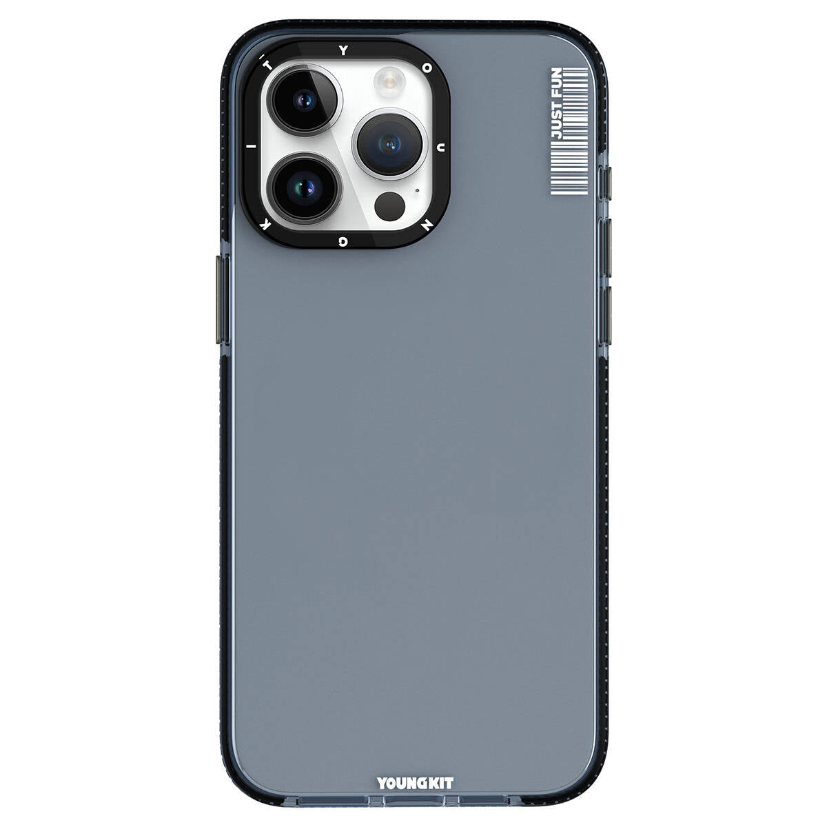 iPhone 15 Pro Max Kılıf Pürüzsüz Düz Arka Yüzey YoungKit Crystal Color Serisi Kılıf Siyah