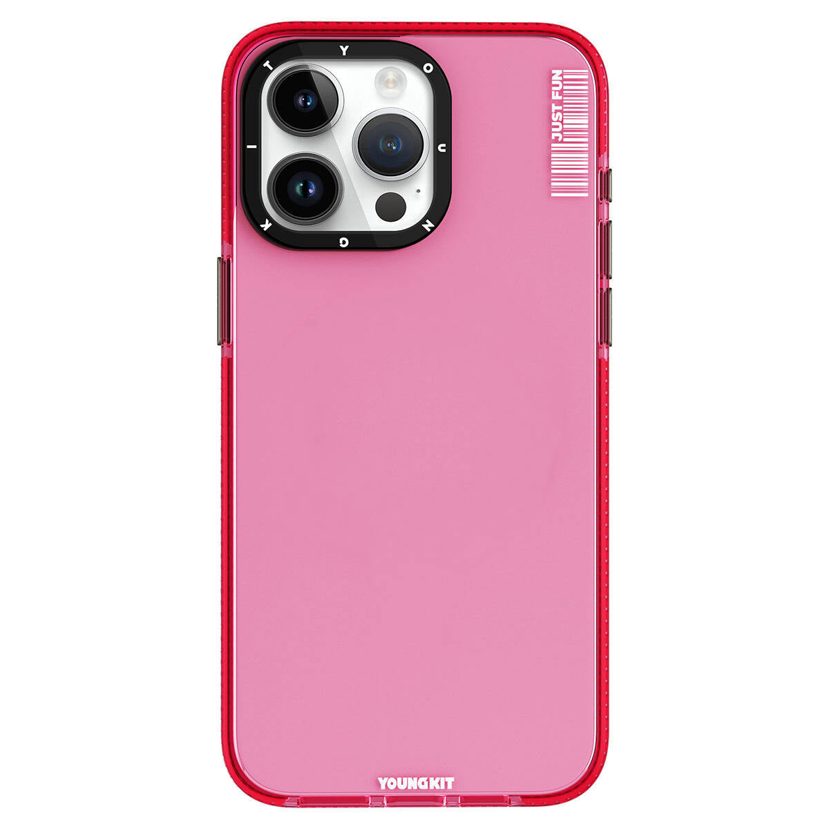 iPhone 15 Pro Max Kılıf Pürüzsüz Düz Arka Yüzey YoungKit Crystal Color Serisi Kılıf Pembe