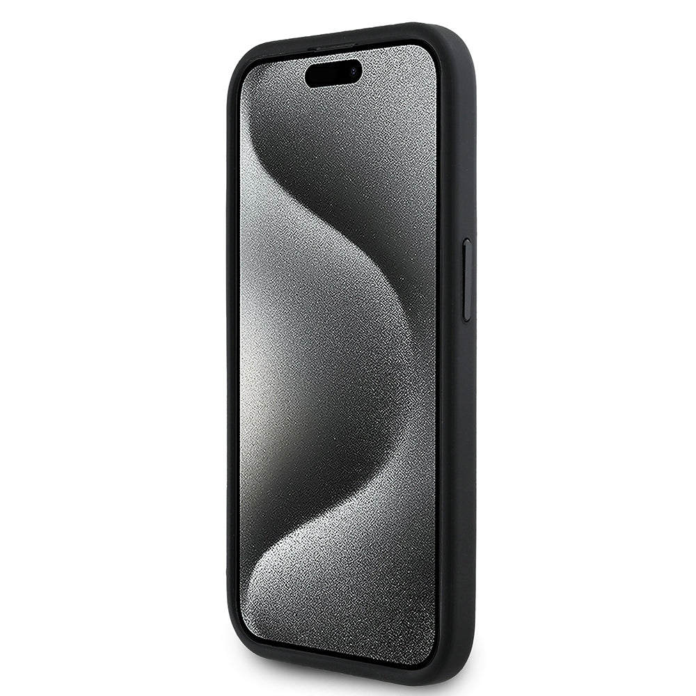 Apple iPhone 15 Pro Max Kılıf Redbull Orjinal Lisanslı Magsafe Şarj Özellikli Kırmızı Halka ve Logo Kabartmalı PU Deri Kapak Lacivert