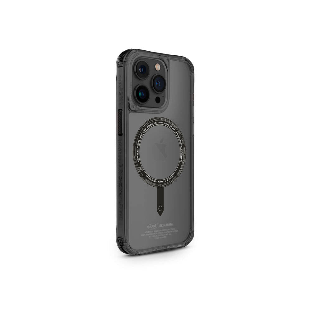iPhone 15 Pro Max Kılıf SkinArma Şeffaf Magsafe Şarj Özellikli Kado Kartlıklı Saido Kılıf Siyah