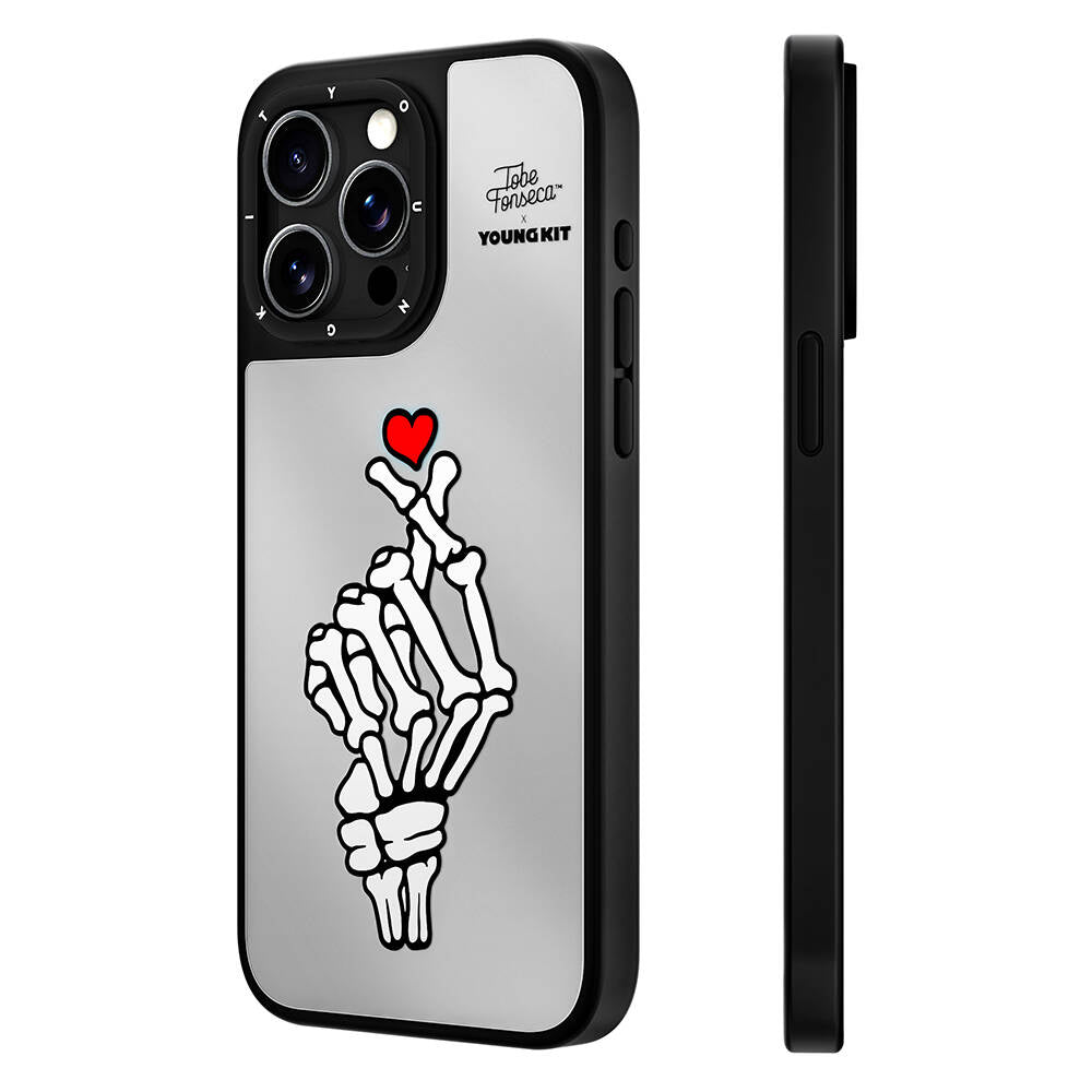 iPhone 15 Pro Max Kılıf Tobias Fonseca Tasarımlı Youngkit Mirror Kılıf Siyah-Beyaz