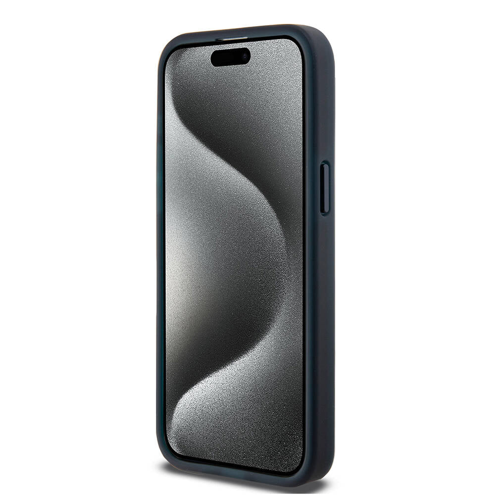 iPhone 15 Pro Max Kılıf TUMI Orjinal Lisanslı Magsafe Şarj Özellikli Buzlanmış Saydam Fırça Kamuflajı Desenli Kılıf Siyah