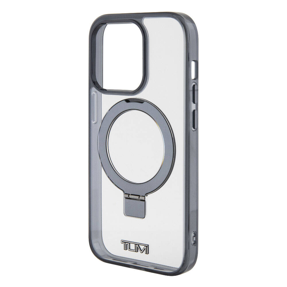 iPhone 15 Pro Max Kılıf TUMI Orjinal Lisanslı Magsafe Şarj Özellikli Metal Logolu Ring Standlı Silikon Kılıf Beyaz