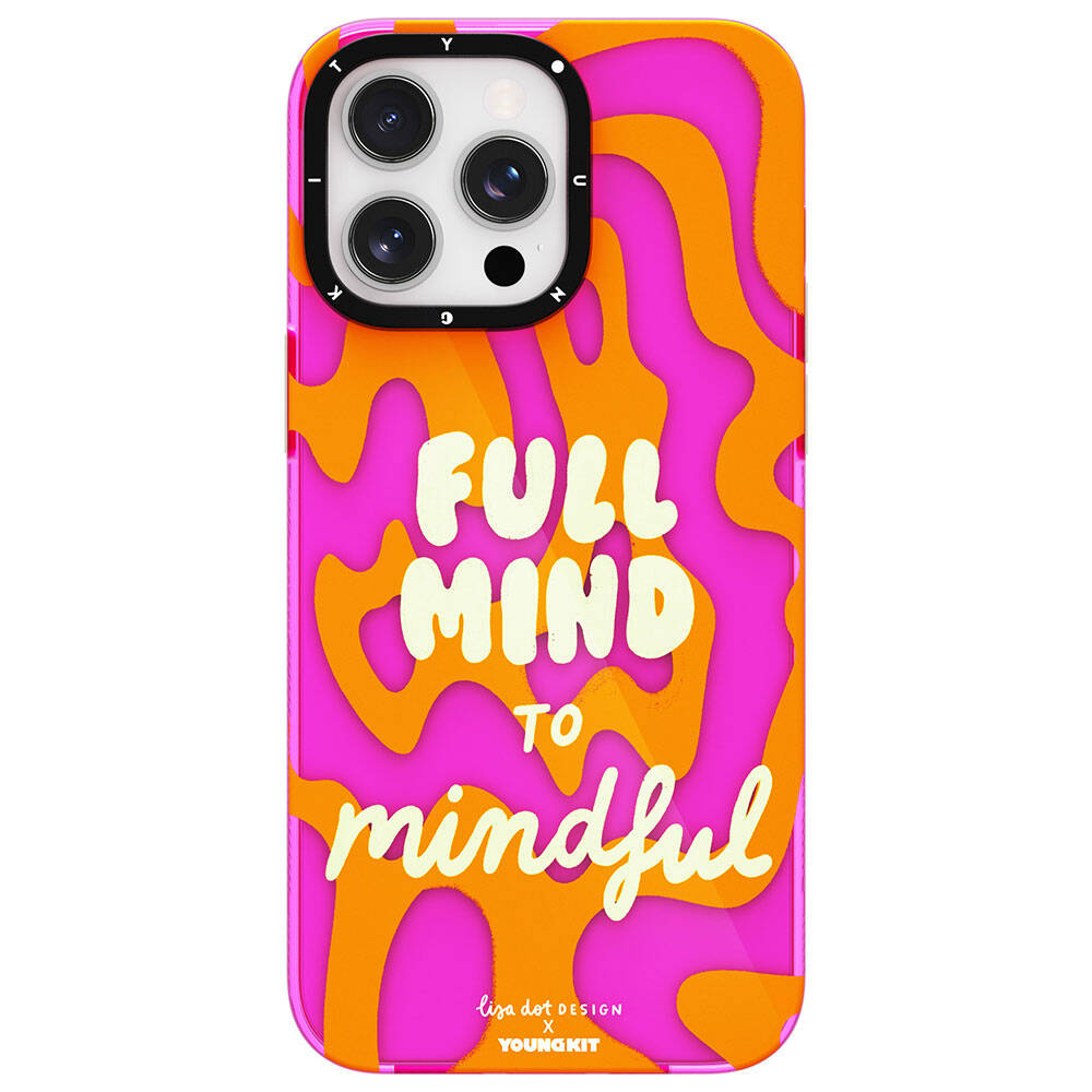 iPhone 15 Pro Max Kılıf Yazı Desenli Youngkit Mindfulness Serisi Kılıf Sarı