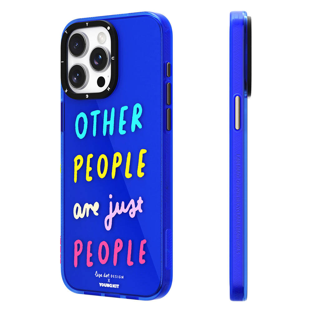 iPhone 15 Pro Max Kılıf Yazı Desenli Youngkit Mindfulness Serisi Kılıf Mavi