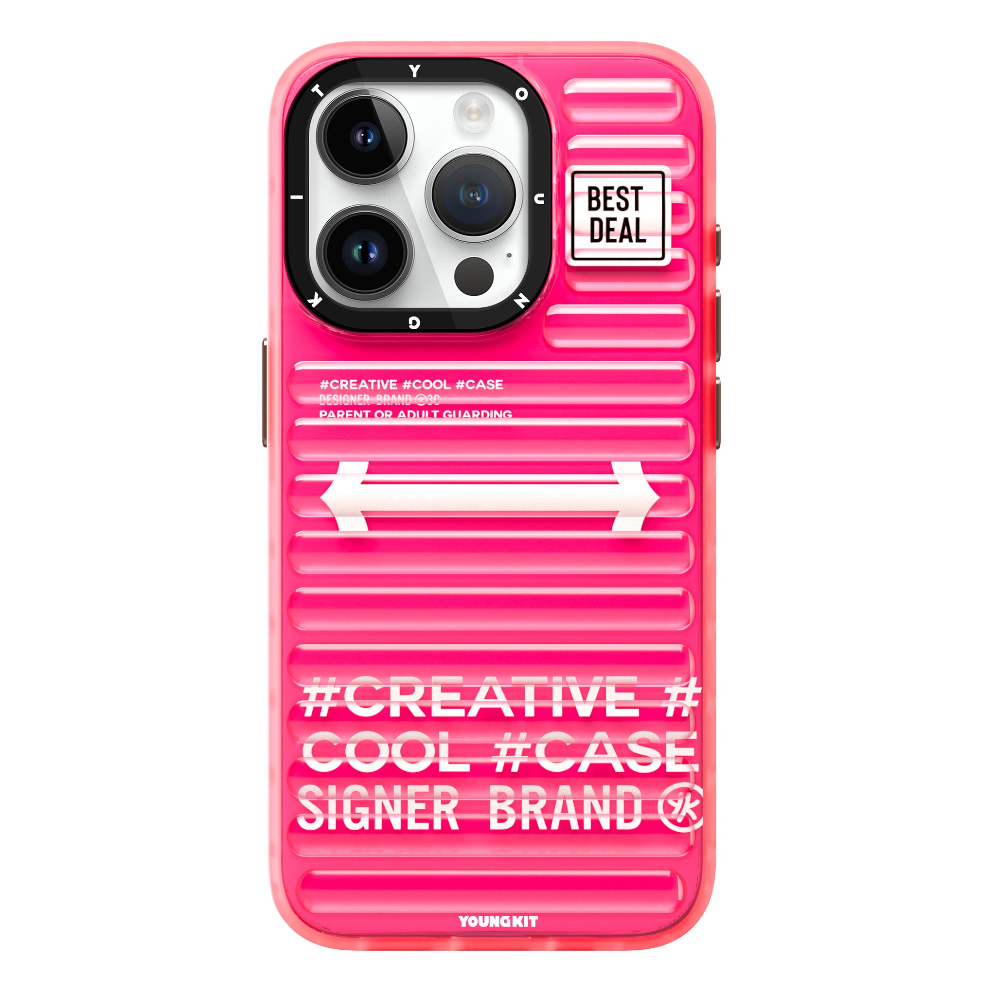 iPhone 15 Pro Max Kılıf YoungKit Luggage FireFly Serisi Kılıf Pembe