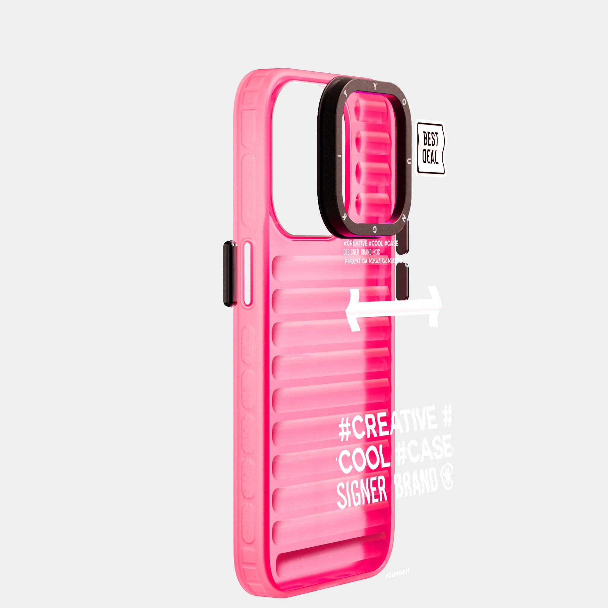 iPhone 15 Pro Max Kılıf YoungKit Luggage FireFly Serisi Kılıf Pembe
