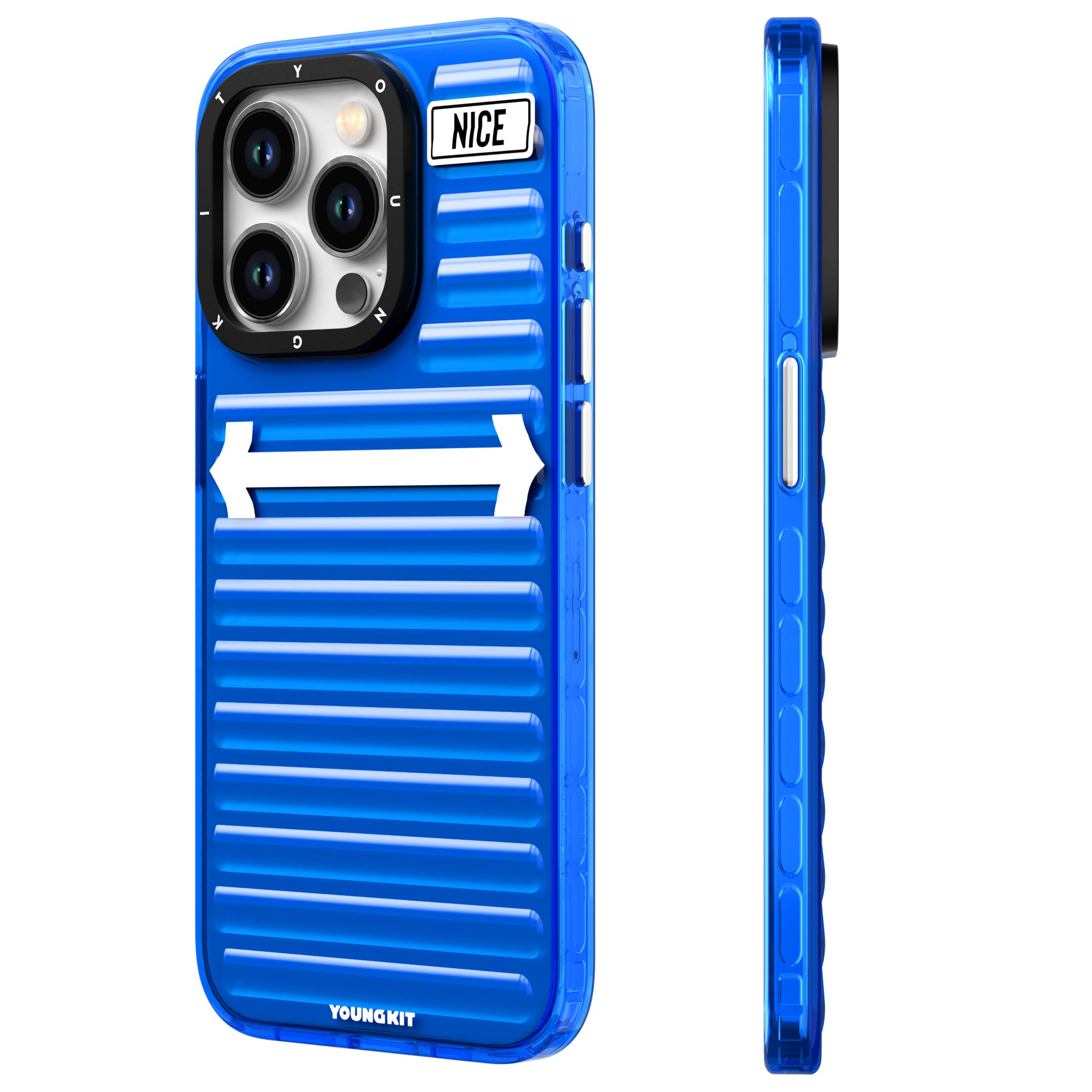 iPhone 15 Pro Max Kılıf YoungKit Luggage FireFly Serisi Kılıf Mavi