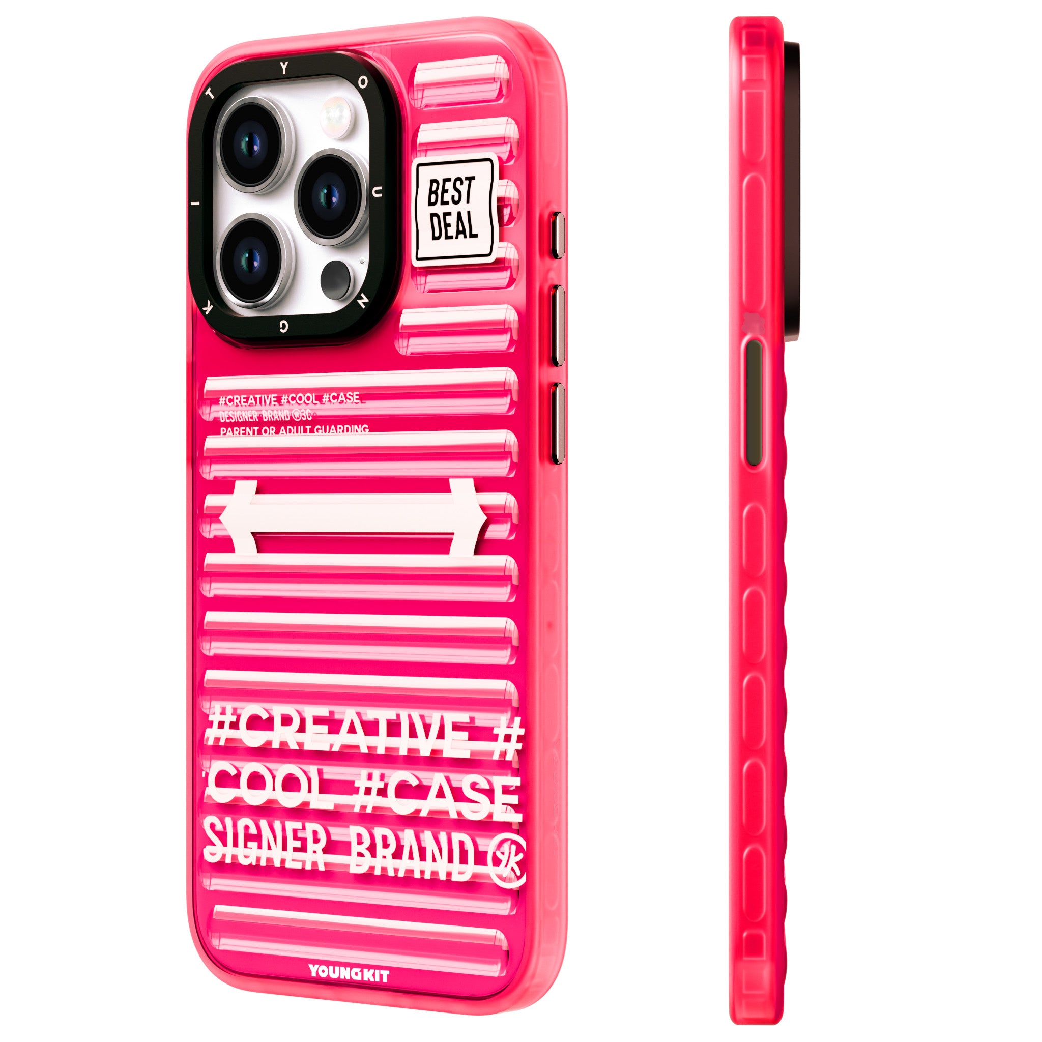 iPhone 15 Pro Max Kılıf YoungKit Luggage FireFly Serisi Kılıf Pembe