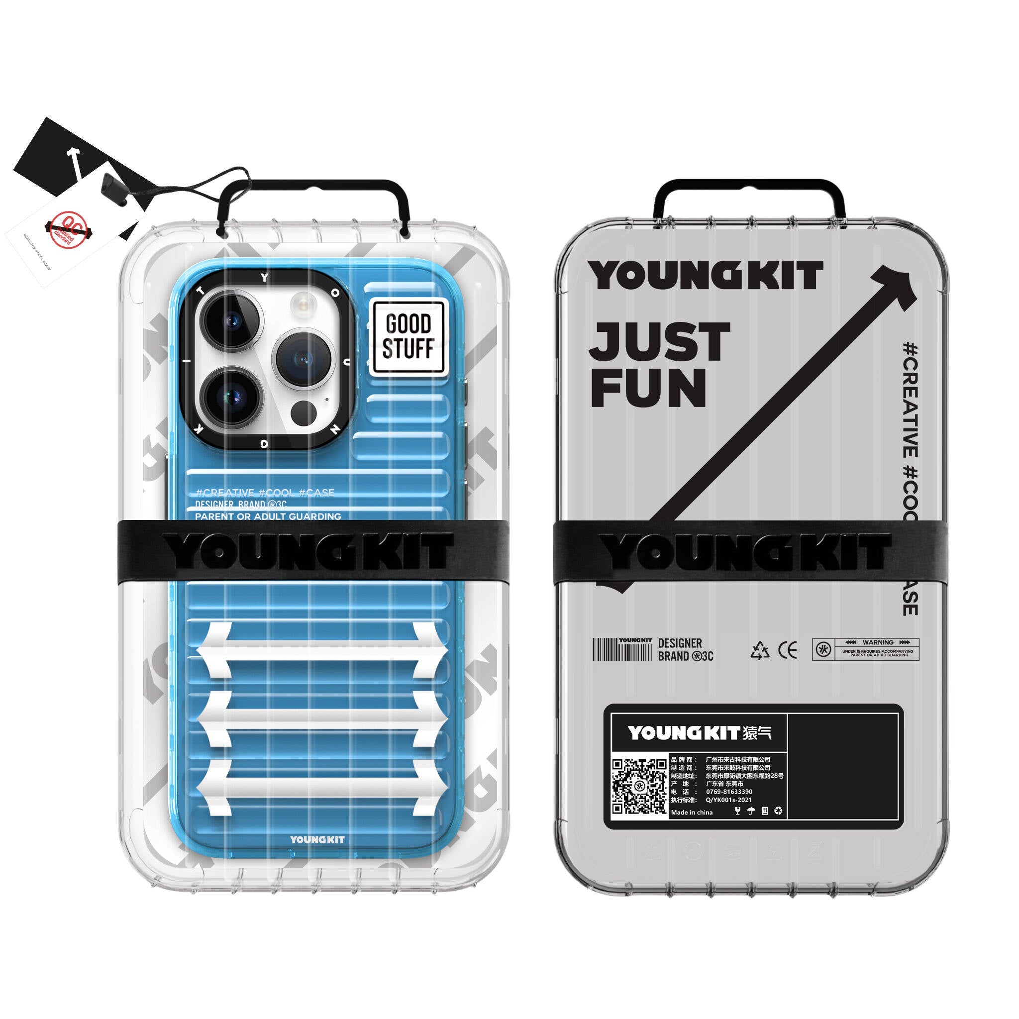 iPhone 15 Pro Max Kılıf YoungKit Luggage FireFly Serisi Kılıf Sierra Mavi