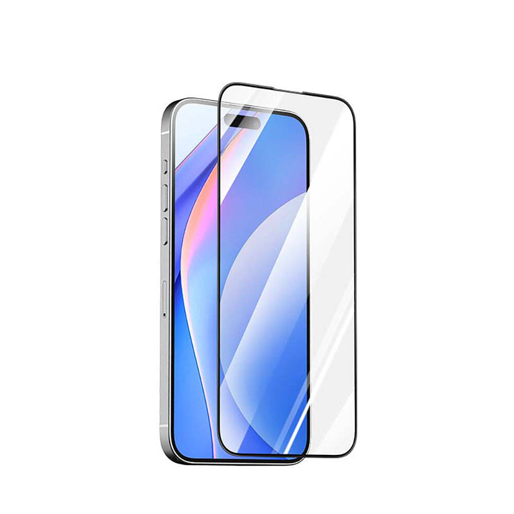 iPhone 15 Pro Max Recci RSP-A05SD 3D HD Full Transparan Temperli Cam Ekran Koruyucu Siyah