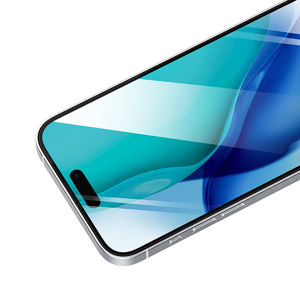 iPhone 15 Pro Max Recci RSP-A23HD Full Transparan Temperli Cam Ekran Koruyucu Siyah