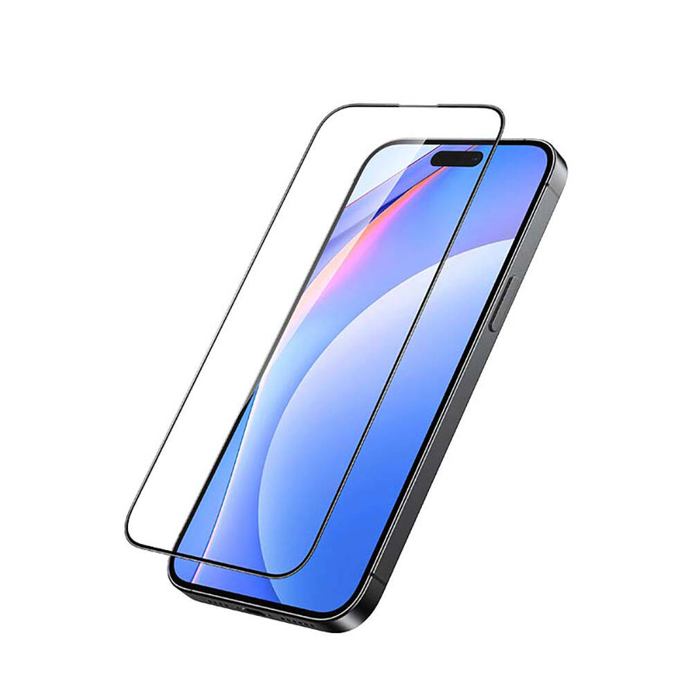 iPhone 15 Recci RSP-A01SD 3D HD Full Transparan Temperli Cam Ekran Koruyucu Siyah
