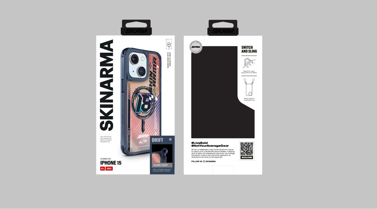 iPhone 15 SkinArma Magsafe Şarj Özellikli Sticker Yapıştırmalı Drift Kılıf Siyah