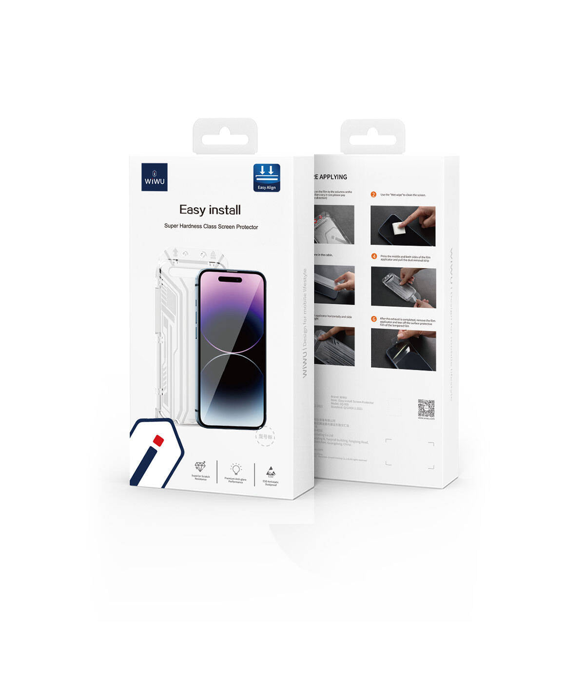 iPhone 15 Wiwu SQ-005 Easy İnstall iVista Super Hardness Ekran Koruyucu Siyah