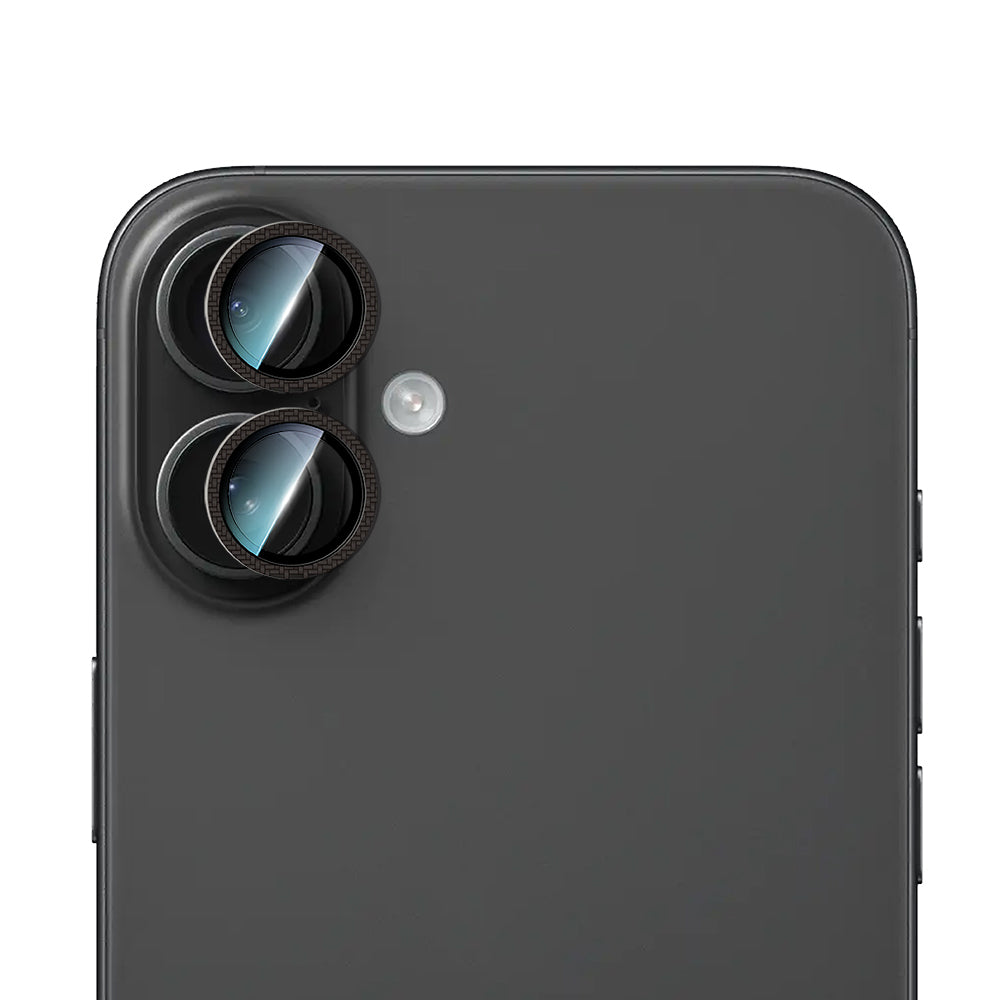 Apple iPhone 16 CaseWorld Karbon Fiber Serisi Anti Reflective Ultra Clear Full Kamera Lens Koruyucu Siyah