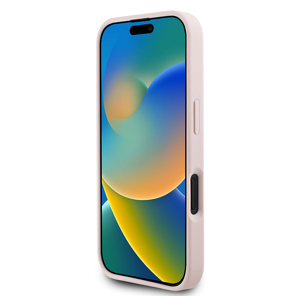 Apple iPhone 16 Kılıf Guess Orjinal Lisanslı M-safe Şarj Özellikli Sıcak Baskılı Üçgen Logolu PU Deri Peony Kapak Kahverengi