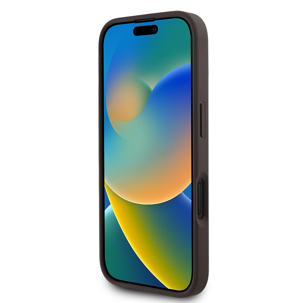 Apple iPhone 16 Kılıf Guess Orjinal Lisanslı M-safe Şarj Özellikli Yazı Logolu Circle Classic Kapak Pembe