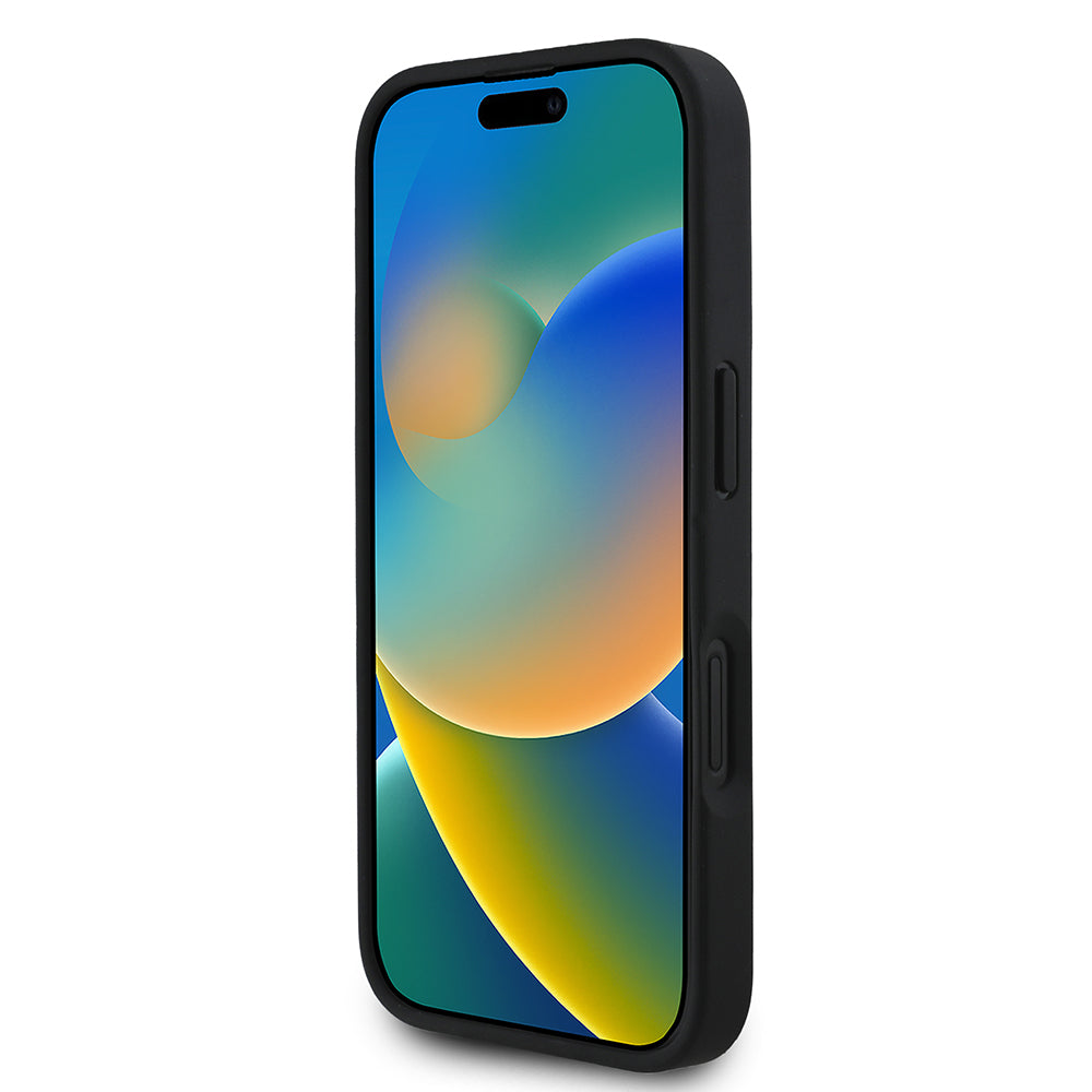 Apple iPhone 16 Kılıf Guess Orjinal Lisanslı M-safe Şarj Özellikli Yazı Logolu Circle Classic Kapak Pembe