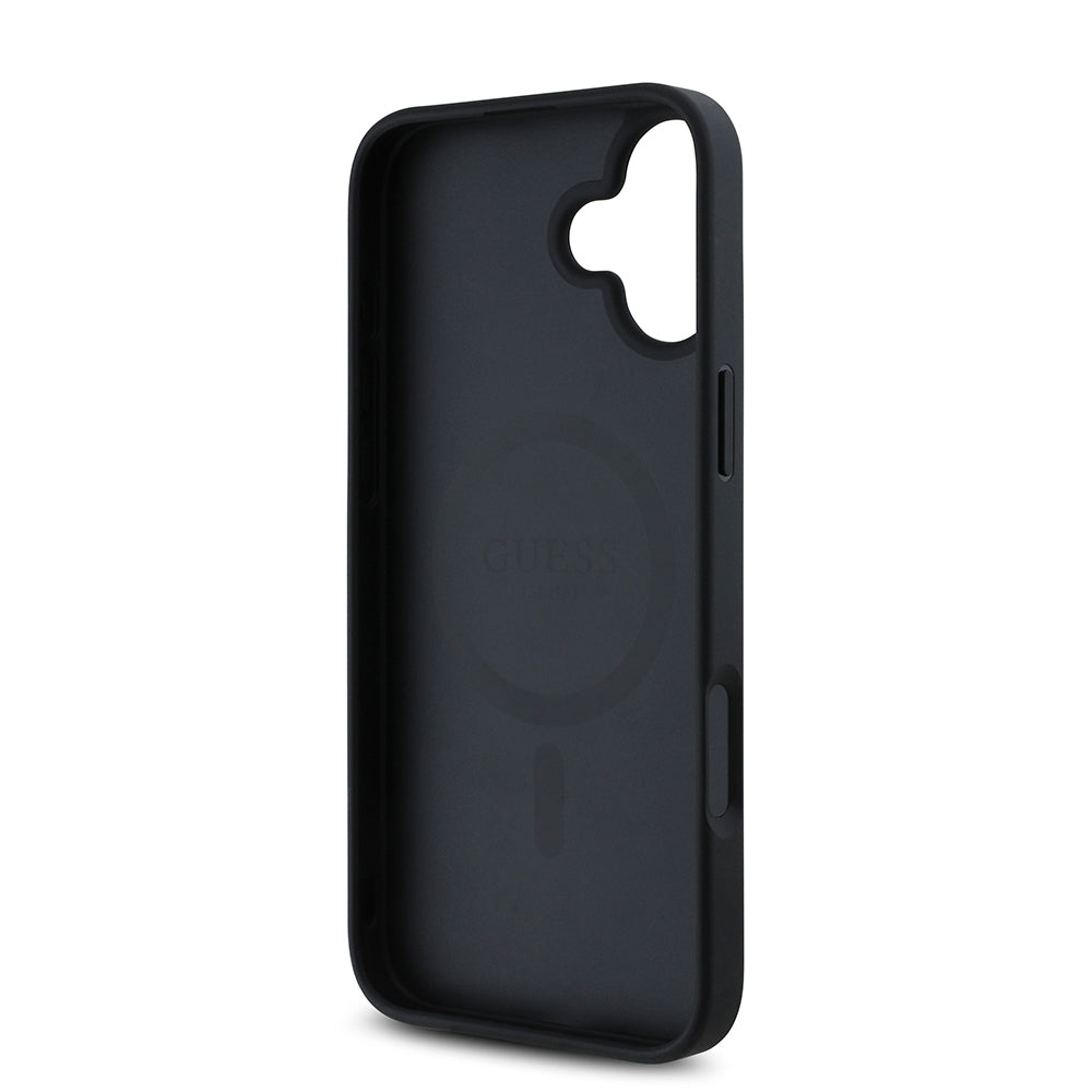 Apple iPhone 16 Kılıf Guess Orjinal Lisanslı M-safe Şarj Özellikli Yazı Logolu Circle Classic Kapak Pembe