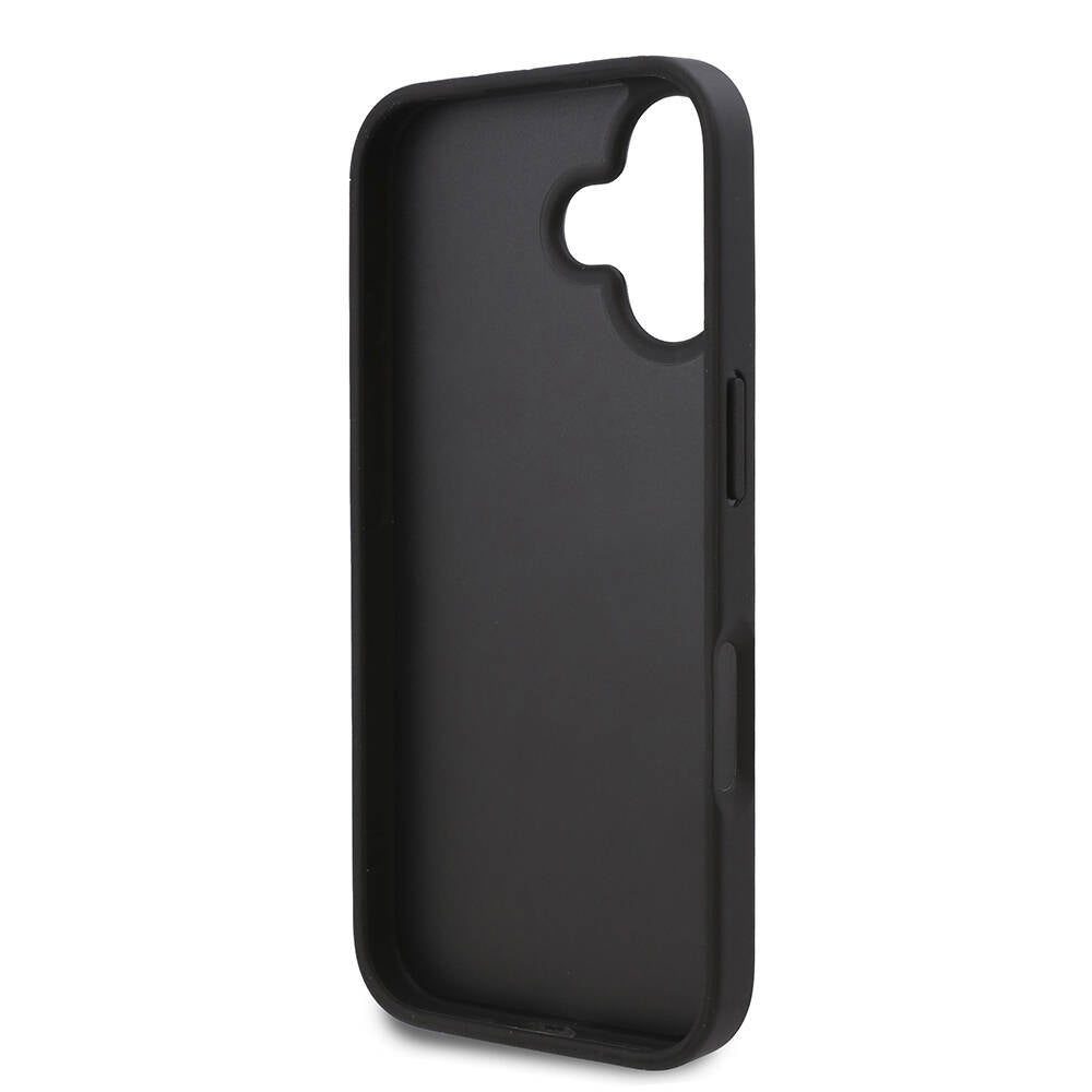 iPhone 16 Kılıf Karl Lagerfeld Orjinal Lisanslı Kartlıklı Cardslot Monogram Kılıf Siyah