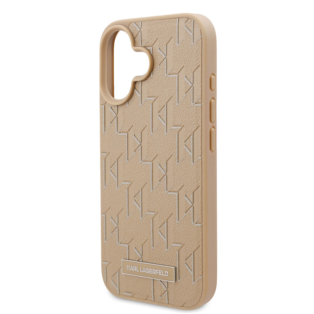 iPhone 16 Kılıf Karl Lagerfeld Orjinal Lisanslı Magsafe Şarj Özellikli KL Yazılı Hot Stamp Kılıf Pembe