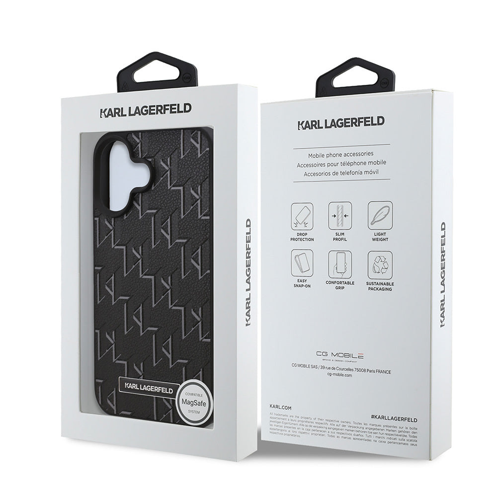 iPhone 16 Kılıf Karl Lagerfeld Orjinal Lisanslı Magsafe Şarj Özellikli KL Yazılı Hot Stamp Kılıf Pembe