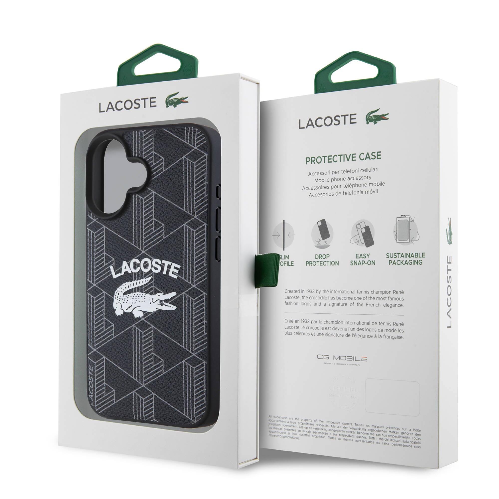iPhone 16 Kılıf Lacoste Orjinal Lisanslı Magsafe Şarj Özellikli Mono Vintage Logo Kılıf Lacivert