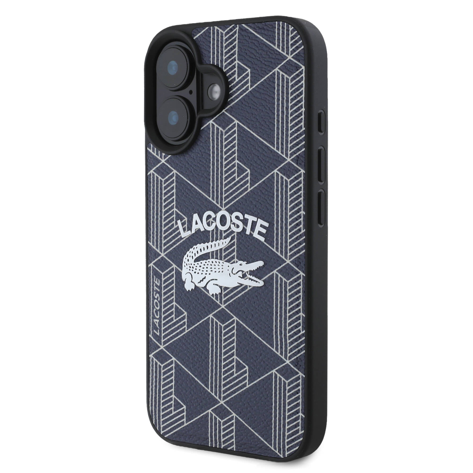 iPhone 16 Kılıf Lacoste Orjinal Lisanslı Magsafe Şarj Özellikli Mono Vintage Logo Kılıf Lacivert