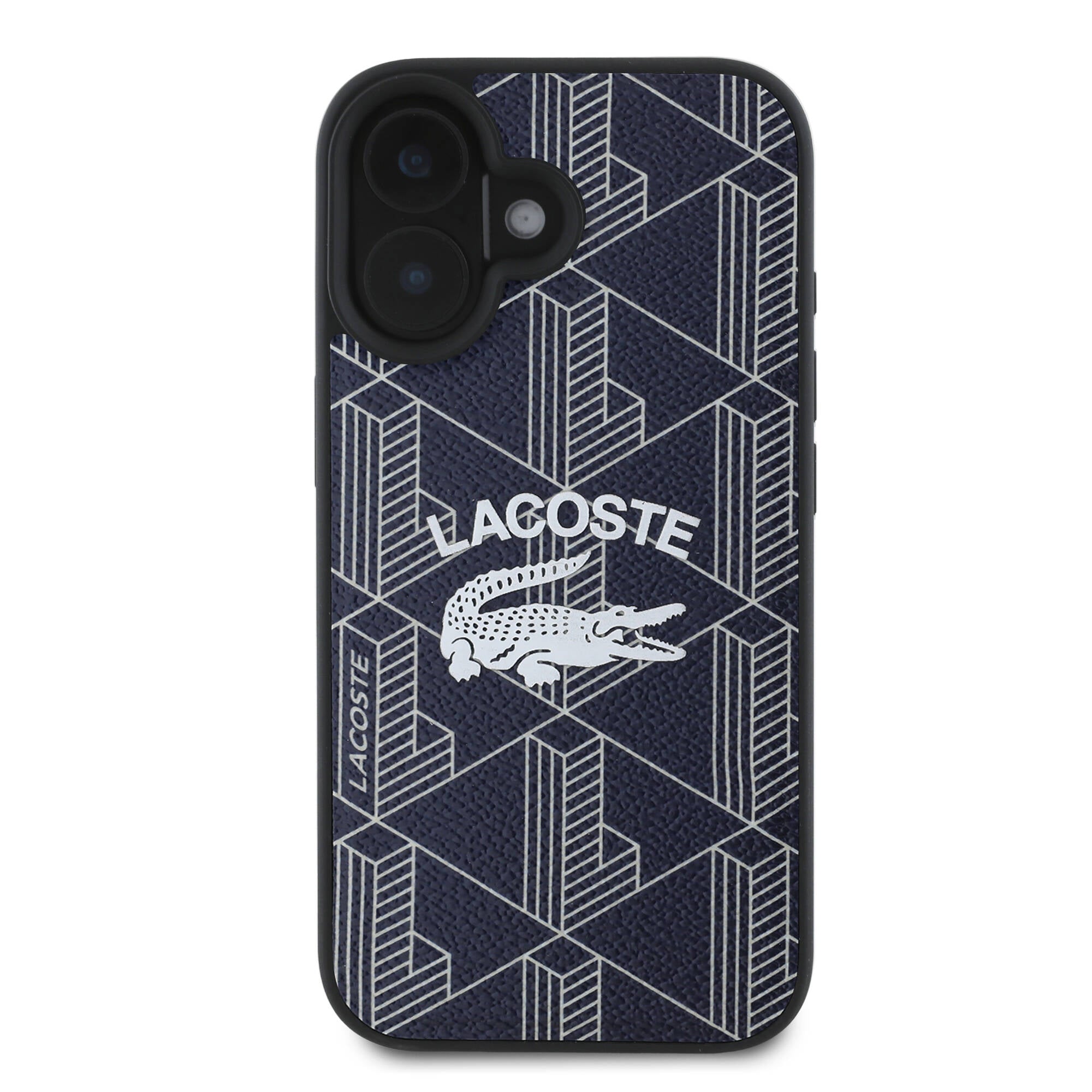 iPhone 16 Kılıf Lacoste Orjinal Lisanslı Magsafe Şarj Özellikli Mono Vintage Logo Kılıf Lacivert