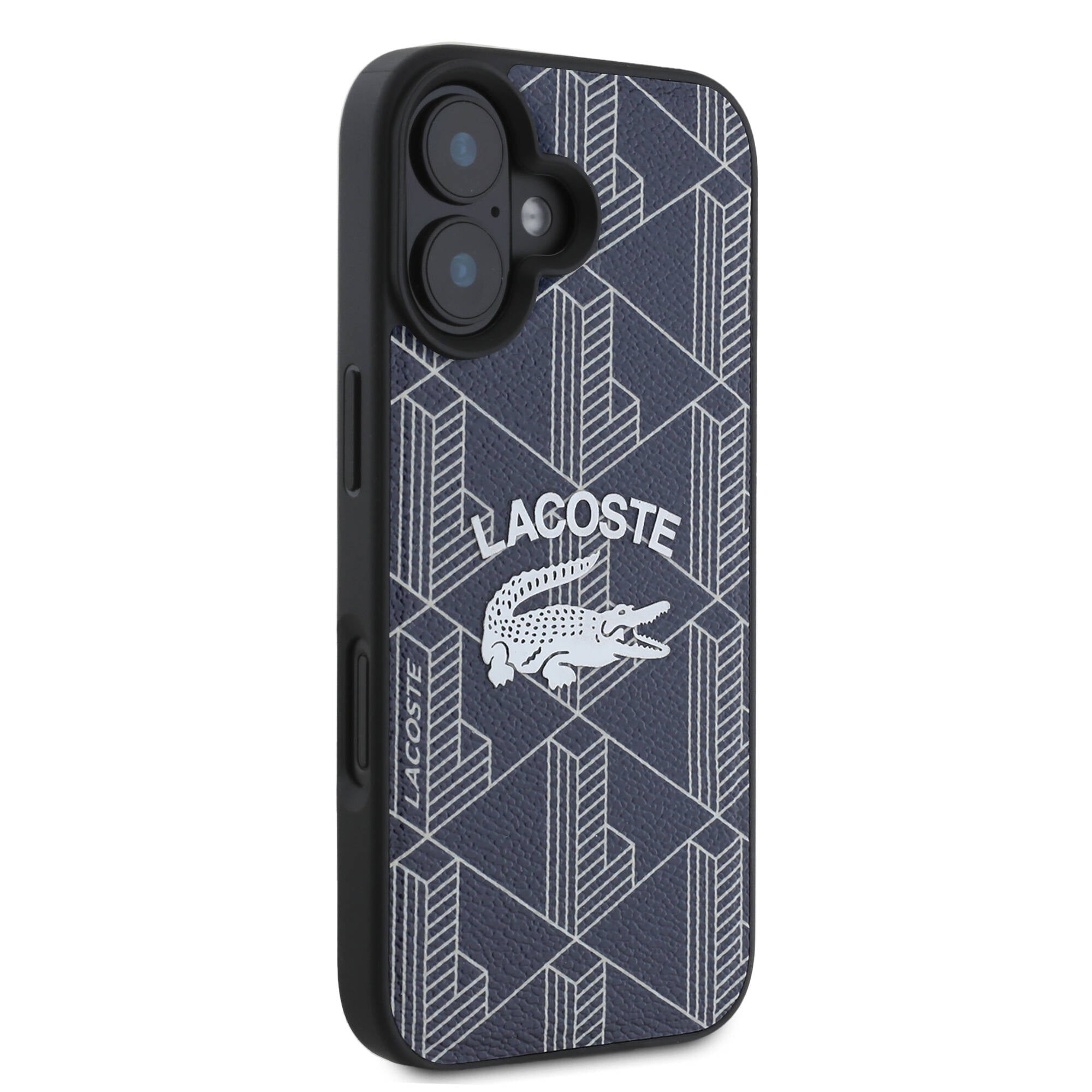 iPhone 16 Kılıf Lacoste Orjinal Lisanslı Magsafe Şarj Özellikli Mono Vintage Logo Kılıf Lacivert