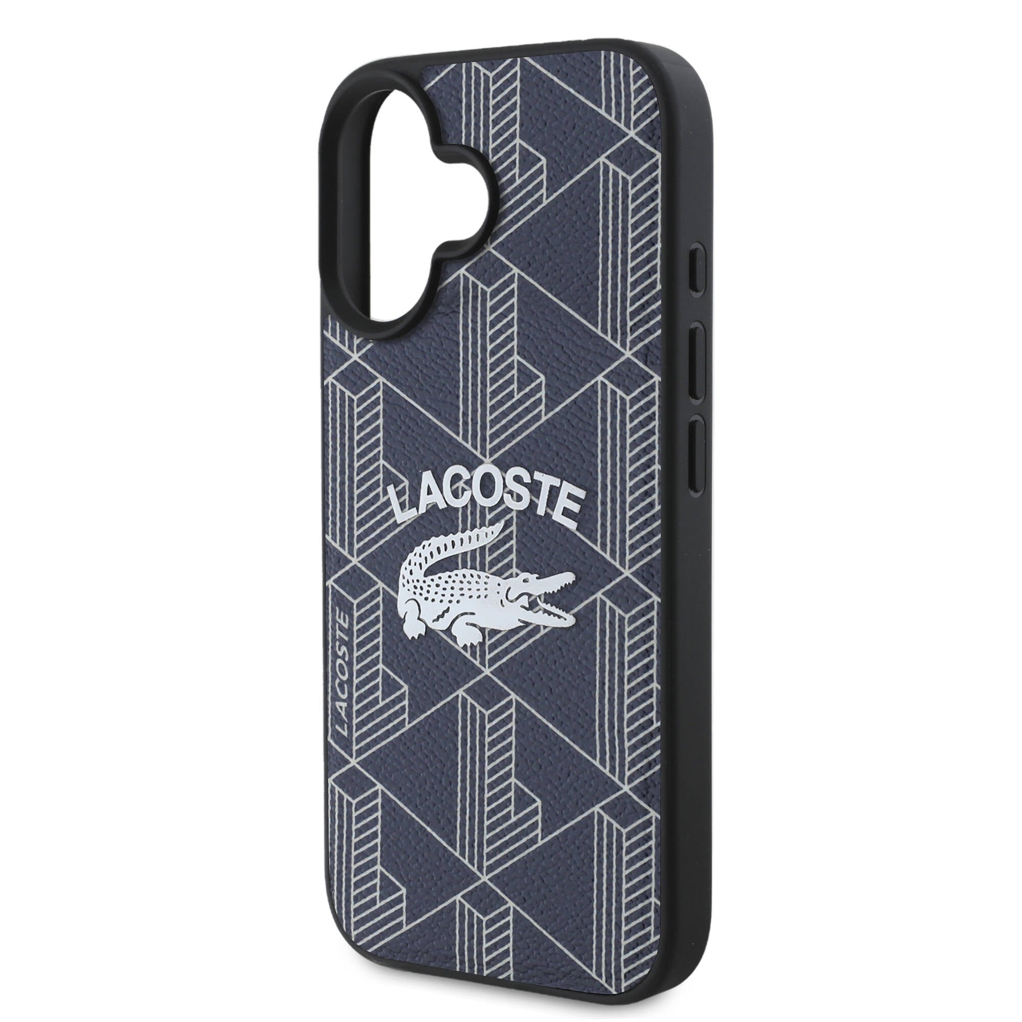 iPhone 16 Kılıf Lacoste Orjinal Lisanslı Magsafe Şarj Özellikli Mono Vintage Logo Kılıf Lacivert