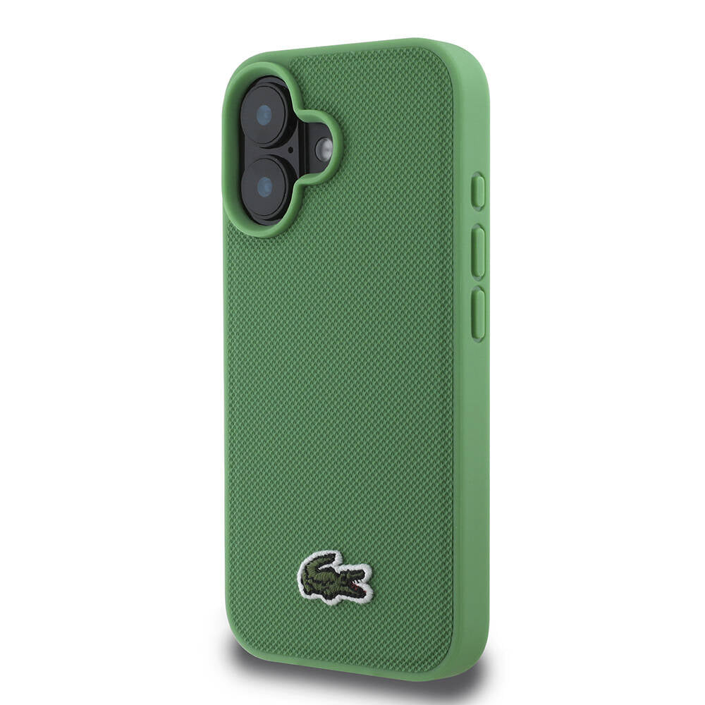 iPhone 16 Kılıf Lacoste Orjinal Lisanslı PU Pike Desenli Arka Yüzey İkonik Timsah Dokuma Logolu Kılıf Siyah