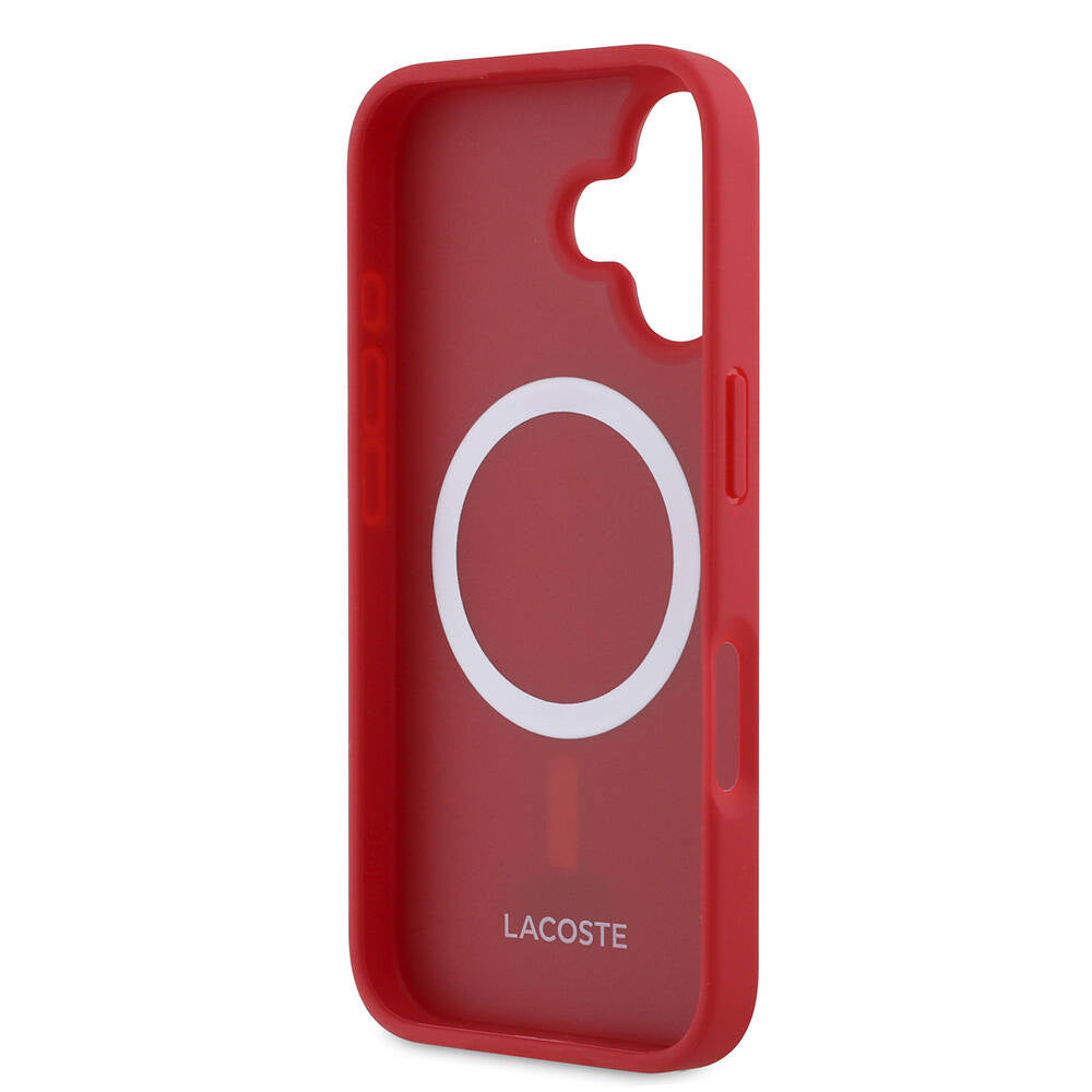 iPhone 16 Kılıf Lacoste Orjinal Lisanslı PU Pike Desenli Arka Yüzey İkonik Timsah Dokuma Logolu Kılıf Siyah