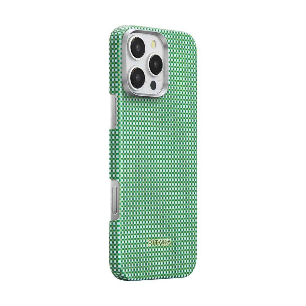 iPhone 16 Pro Kılıf Magsafe Şarj Özellikli Aramid Fiber Pitaka Ultra-Slim Classic Serisi Forest Green Kılıf Yeşil
