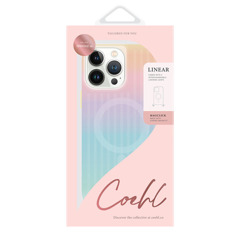 iPhone 16 Kılıf Magsafe Şarj Özellikli Renk Geçişli Askı Aparatlı Coehl Linear Kılıf Colorful