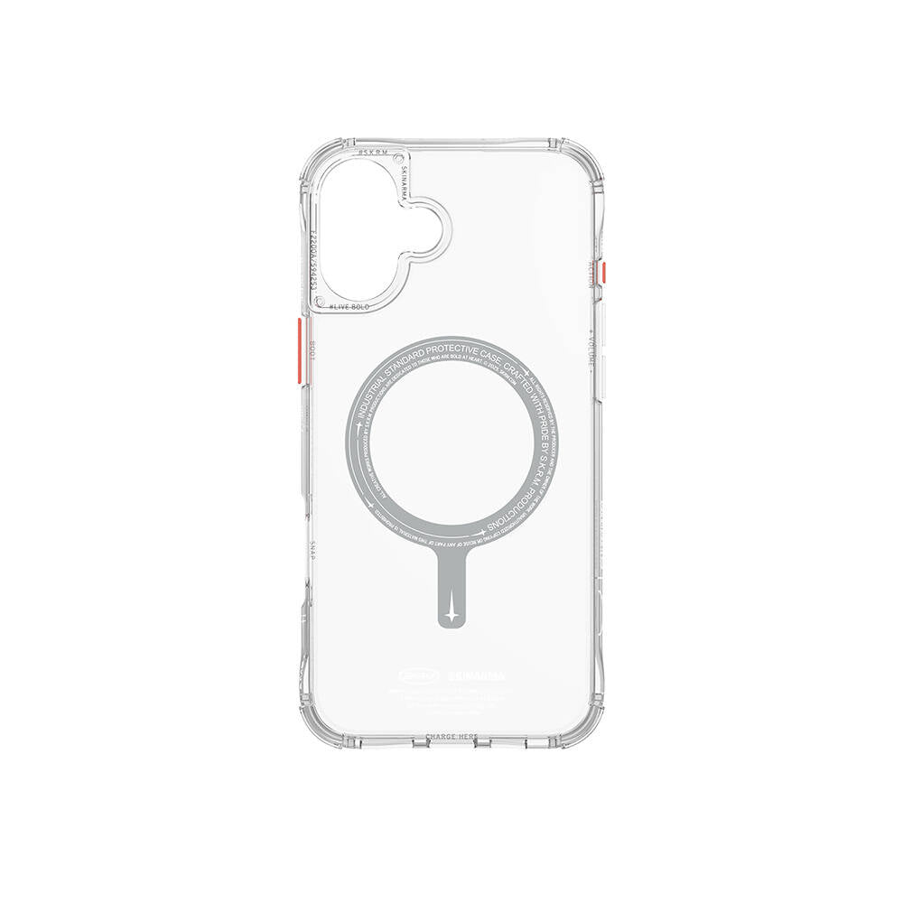 iPhone 16 Kılıf Magsafe Şarj Özellikli Şeffaf Airbag Tasarımlı Skinarma Saido Kılıf Siyah