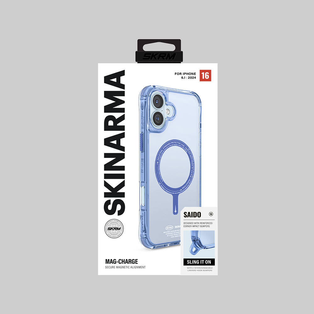 iPhone 16 Kılıf Magsafe Şarj Özellikli Şeffaf Airbag Tasarımlı Skinarma Saido Kılıf Siyah