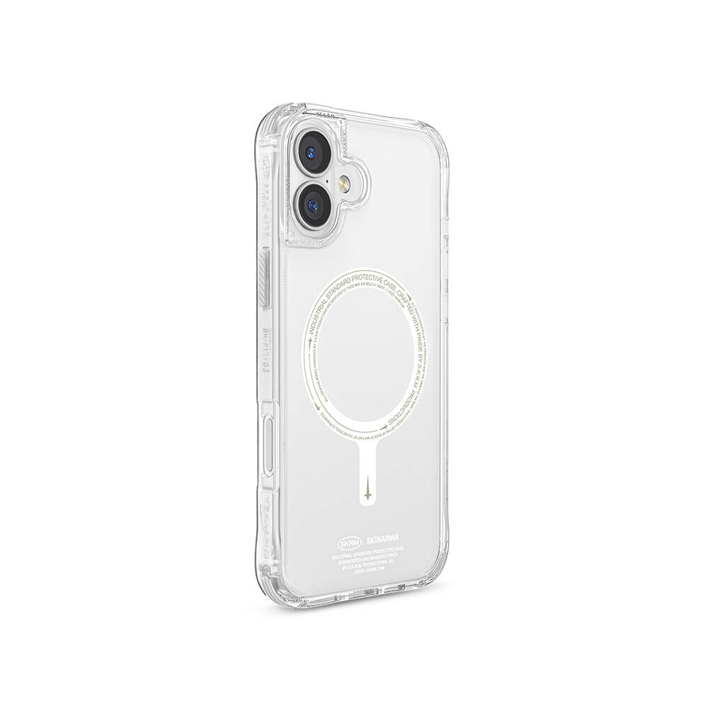 iPhone 16 Kılıf Magsafe Şarj Özellikli Şeffaf Airbag Tasarımlı Skinarma Saido Nightglow Kılıf Şeffaf
