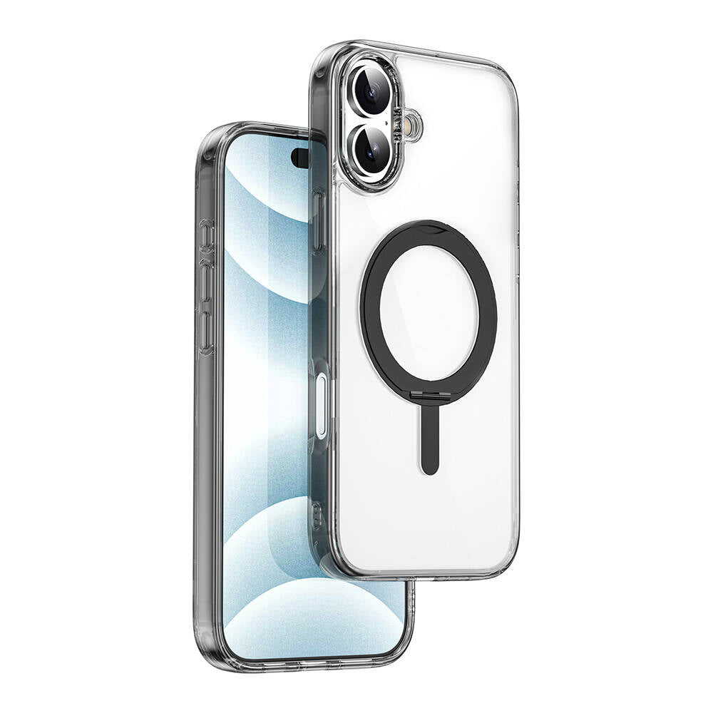 iPhone 16 Kılıf Wiwu MCC-201 iShield Ultra Serisi Magsafe Şarj Özellikli Standlı Crystal Sert PC Kılıf Siyah