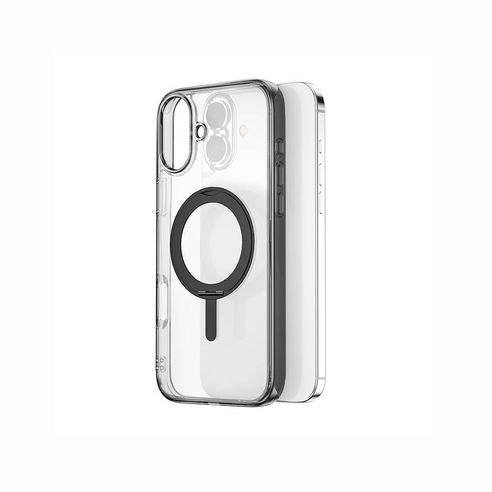 iPhone 16 Kılıf Wiwu MCC-201 iShield Ultra Serisi Magsafe Şarj Özellikli Standlı Crystal Sert PC Kılıf Siyah