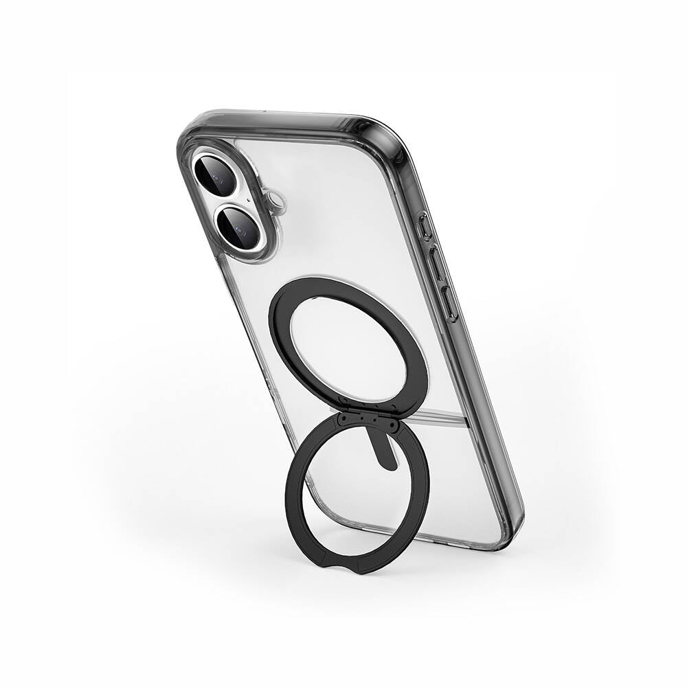 iPhone 16 Kılıf Wiwu MCC-201 iShield Ultra Serisi Magsafe Şarj Özellikli Standlı Crystal Sert PC Kılıf Siyah
