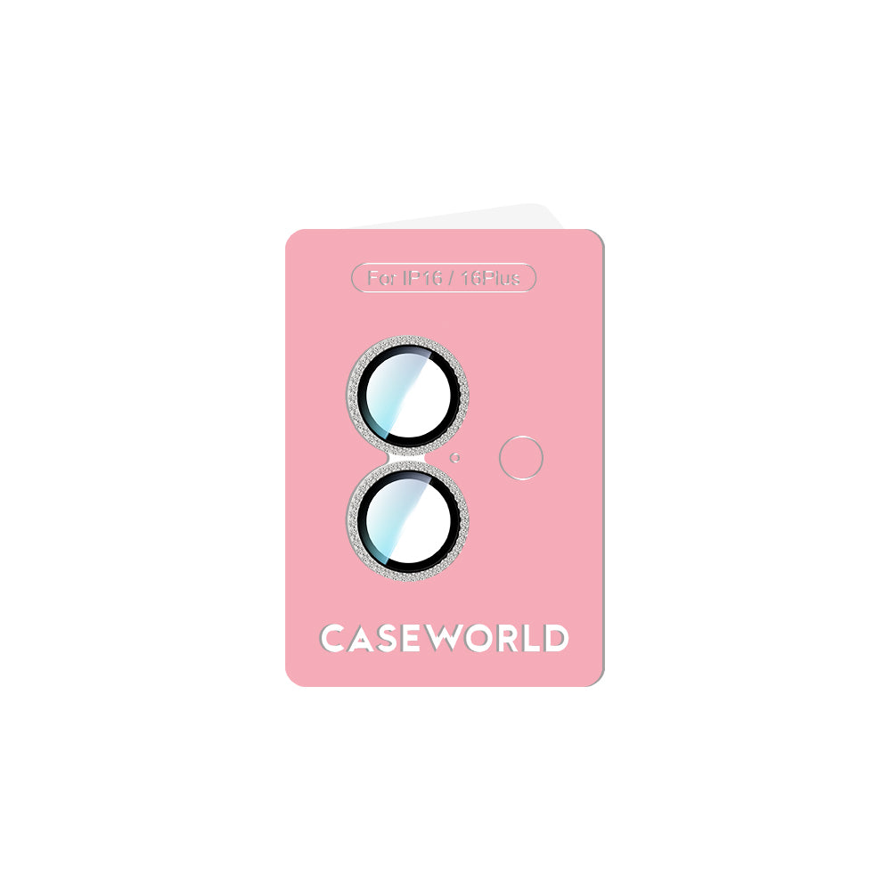 Apple iPhone 16 Plus CaseWorld Alloy Sparkling Diamond Serisi Taşlı Lens Koruyucu Gümüş